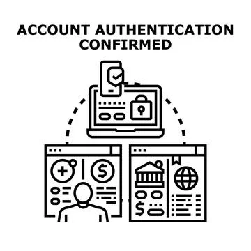 Account authentication confirmed securing online user data Stock Illustration