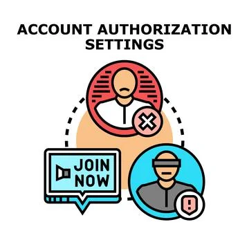 Account authorization settings for restricted access and user management Stock Illustration