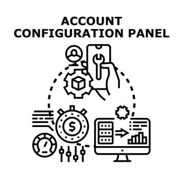 Account configuration panel settings concept Stock Illustration