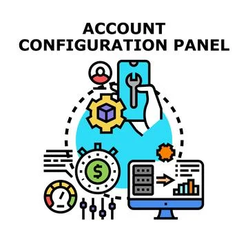 Account configuration panel settings concept Stock Illustration