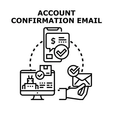 Account confirmation process with email and online services Stock Illustration