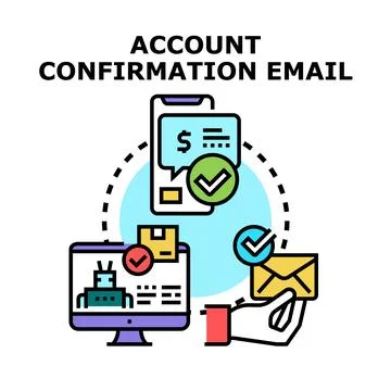 Account confirmation process with email and online services Stock Illustration