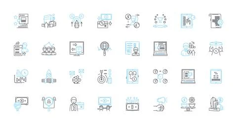 Account control linear icons set. Security, Permissions, Restrictions, Access 스톡 일러스트