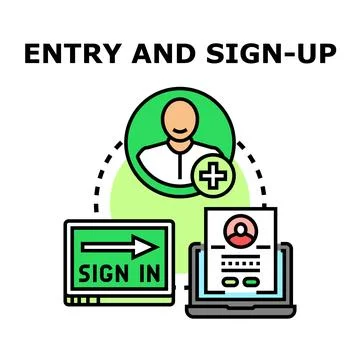 Account creation login and user registration process Stock Illustration