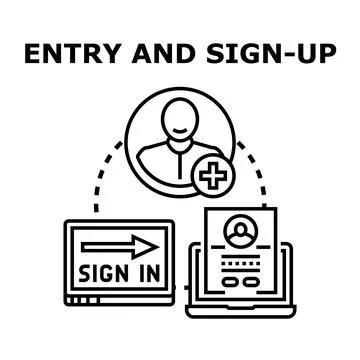 Account creation login and user registration process Stock Illustration