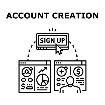 Account creation process registering new user online Stock Illustration