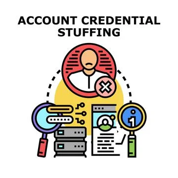 Account credential stuffing cyber attack concept Stock Illustration
