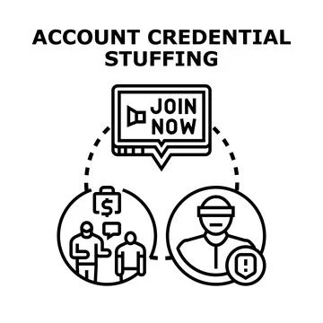 Account credential stuffing cyber data security concept Stock Illustration