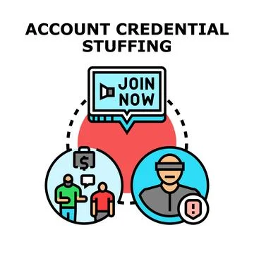 Account credential stuffing cyber data security concept 库存插图