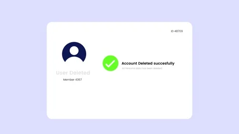 Account deletion interface erasing personal data animation Stock Footage 347777390