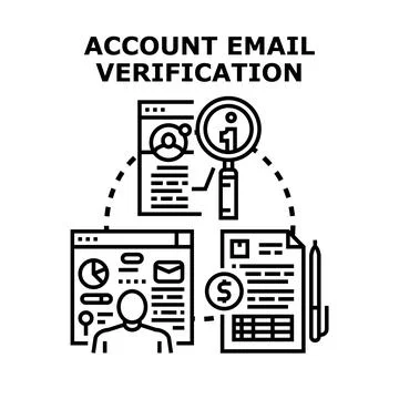Account email verification and data security concept Stock Illustration