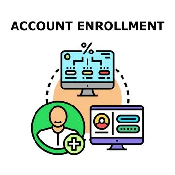 Account enrollment process for online registration and user creation Stock Illustration