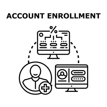 Account enrollment process for online registration and user creation Stock Illustration