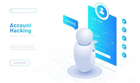 Account hacking white poster vector 스톡 일러스트