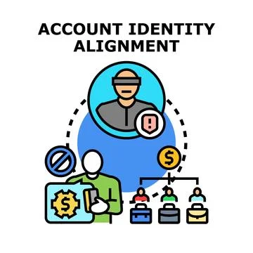 Account identity alignment protecting access and security Stock Illustration