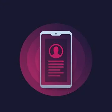 Account info, personal data in smartphone vector icon 스톡 일러스트