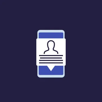 Account info, personal data in smartphone, vector icon 스톡 일러스트