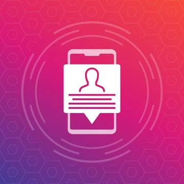 Account info, profile, personal data in smartphone, vector icon Stock Illustration
