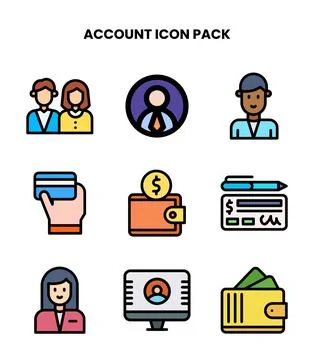 Account Lineal Color Design Icons Pack Illustrazione stock