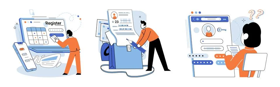 Account login. Developing secure login system requires expertise in technology Stock Illustration