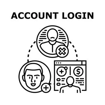 Account login process managing user registration and access Stock Illustration
