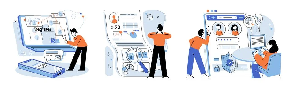 Account login. The security login process relies on robust technology and Stockillustratie