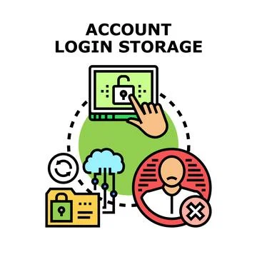 Account login storage data access and security concept Stock Illustration