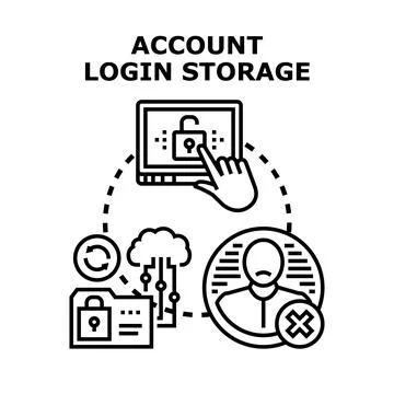 Account login storage data access and security concept Stock Illustration