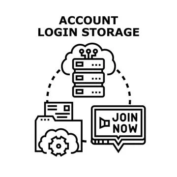 Account login storage data management cloud concept Stock Illustration