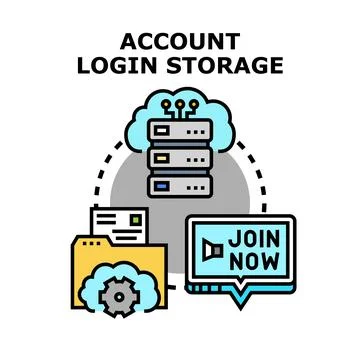 Account login storage data management cloud concept 스톡 일러스트