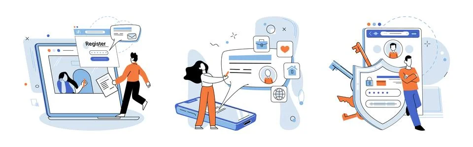 Account login. Two-factor authentication adds extra layer verification to login 库存插图