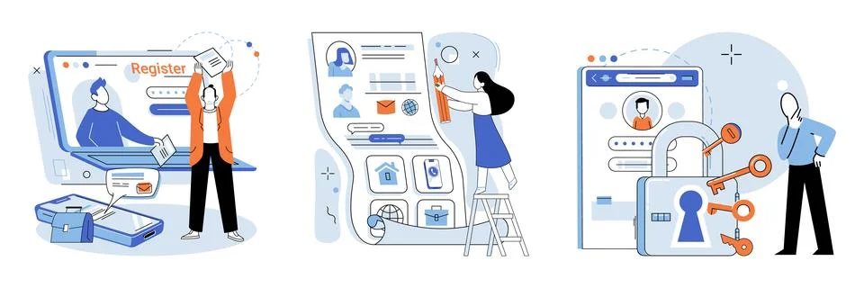 Account login. The user interface should guide users through login process イラスト素材