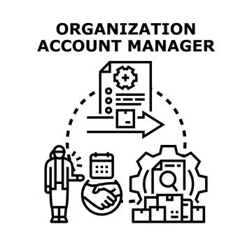 Account manager managing client relationships and organizational processes Ilustración de archivo