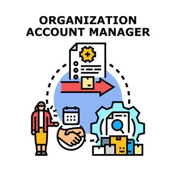 Account manager managing client relationships and organizational processes Ilustración de archivo