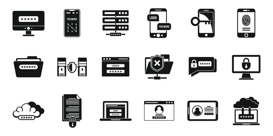 Account multi-factor authentication icons set, simple style イラスト素材