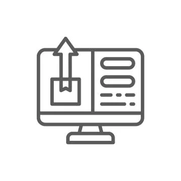 Account with package tracking, fast delivery line icon. Stock Illustration