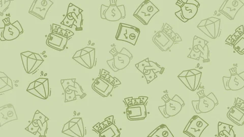 Account pattern a financial repeat showcasing diamond money bag and wallet illus Stock Footage 323153080