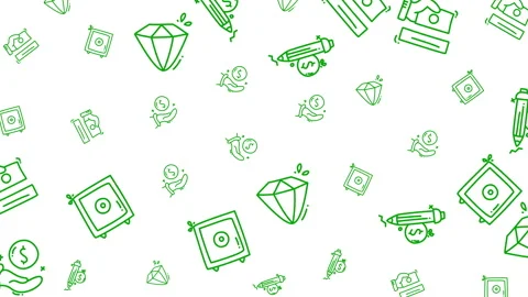 Account pattern shows a financial design with green money diamond and safe symbo Stock Footage 322507867