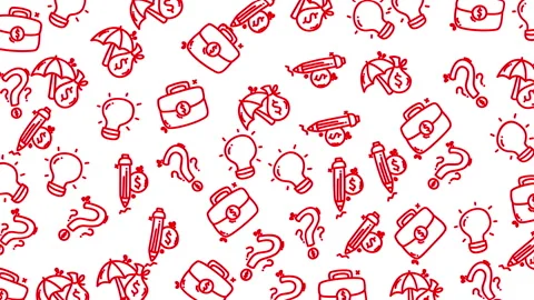 Account pattern track finances with this red business icon lightbulb moneythemed Stock Footage 322050098