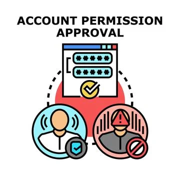 Account permission approval process for secure access Illustrazione stock