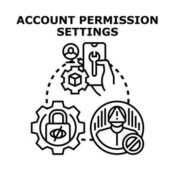 Account permission settings concept managing access control Stock Illustration