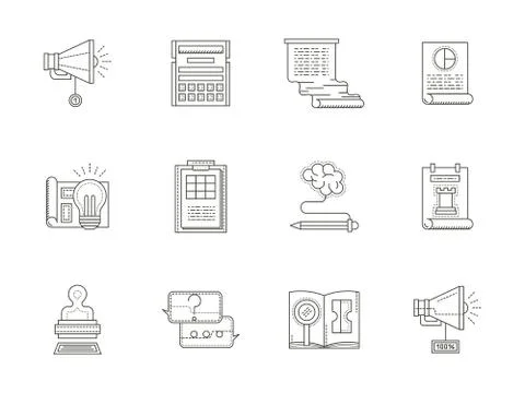 An account planning thin line vector icons Illustrazione stock
