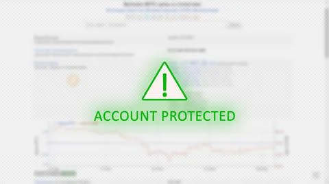 Account protected concept with an exclamation mark in a green triangle Stock Photos