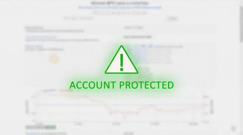Account protected concept with an exclamation mark in a green triangle on ... Stock Photos