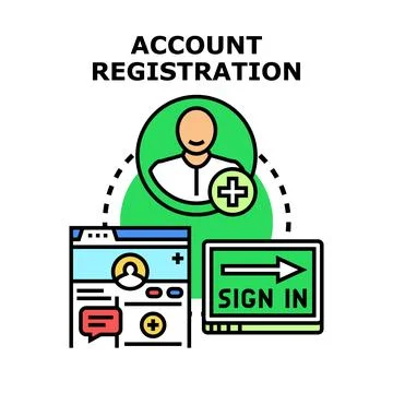 Account registration process in digital application Stock Illustration