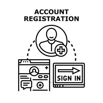 Account registration process in digital application Stock Illustration