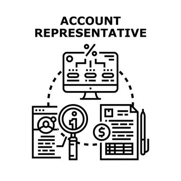 Account representative managing client information and financial documents Stock Illustration