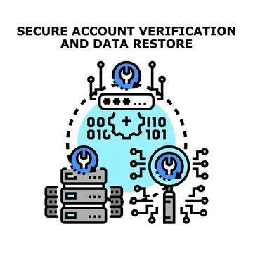 Account secure verification and data restore system Stock Illustration