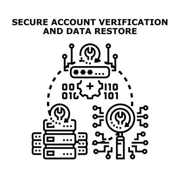 Account secure verification and data restore system Stock Illustration