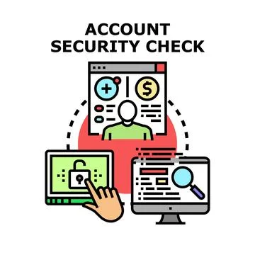 Account security check managing login authentication process Stock Illustration